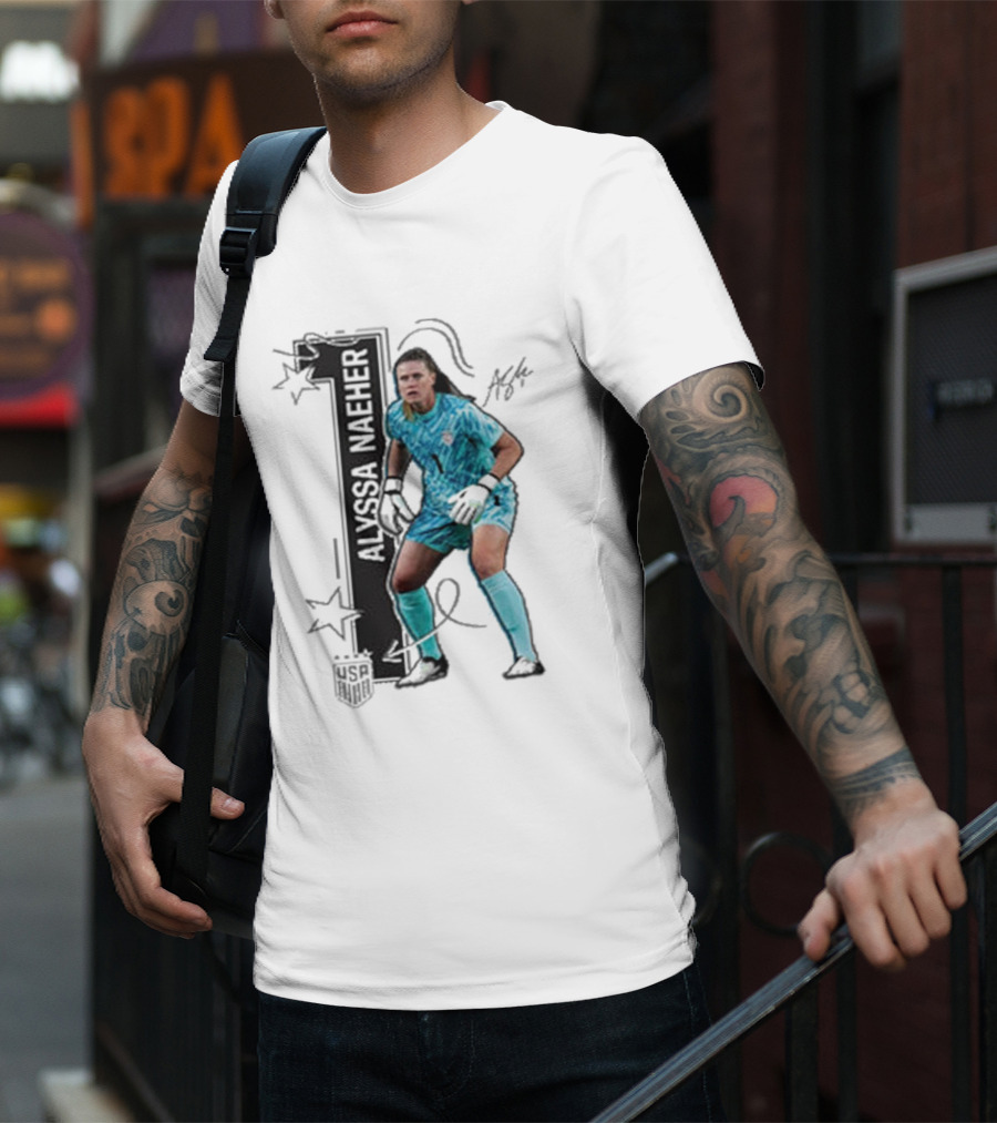 USWNT Alyssa Naeher Number One Star Keeper Signature T-Shirt