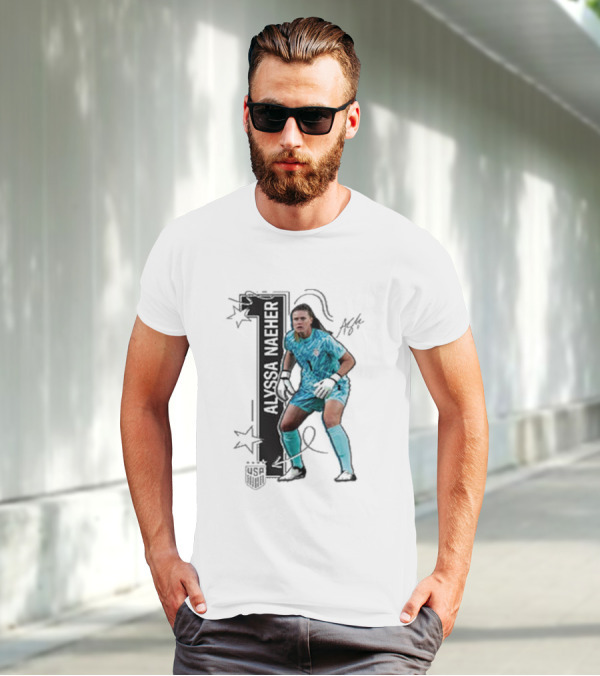 USWNT Alyssa Naeher Number One Star Keeper Signature T-Shirt