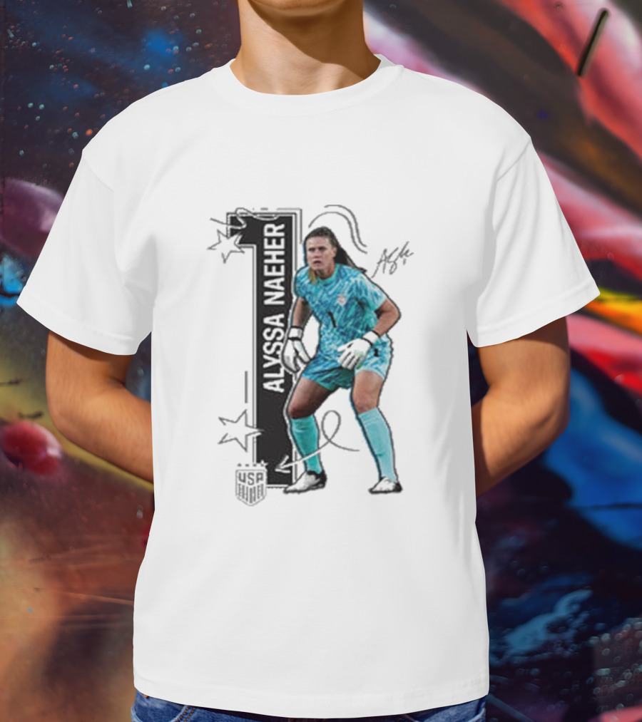 USWNT Alyssa Naeher Number One Star Keeper Signature T-Shirt