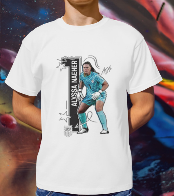 USWNT Alyssa Naeher Number One Star Keeper Signature T-Shirt