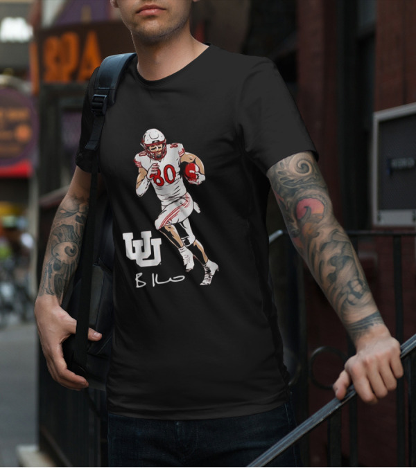 Brant Kuithe Utah Football Number 80 Superstar Pose With UW T-Shirt