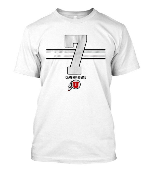 Utah Utes Football Cameron Rising 7 Front Stripes T-Shirt