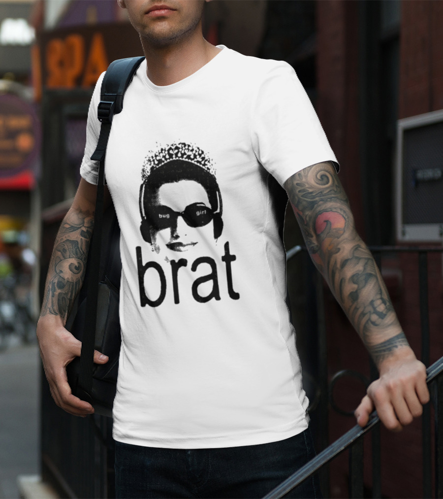 Brat Bug Girl Sunglasses And Headphones Tiara T-Shirt