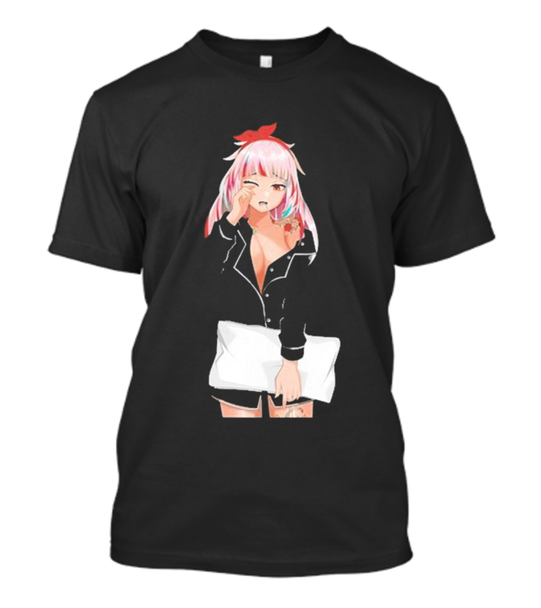 Fefe August Anime Character With Red Bow And Black T-Shirt