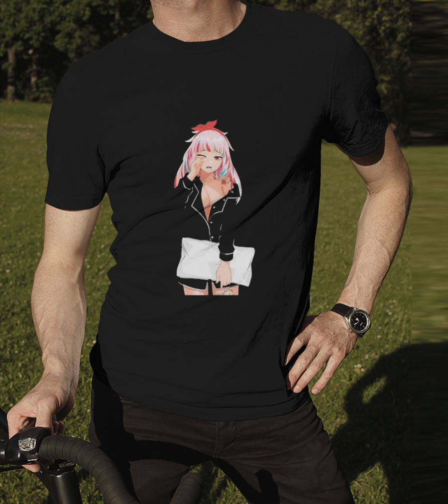 Fefe August Anime Character With Red Bow And Black T-Shirt