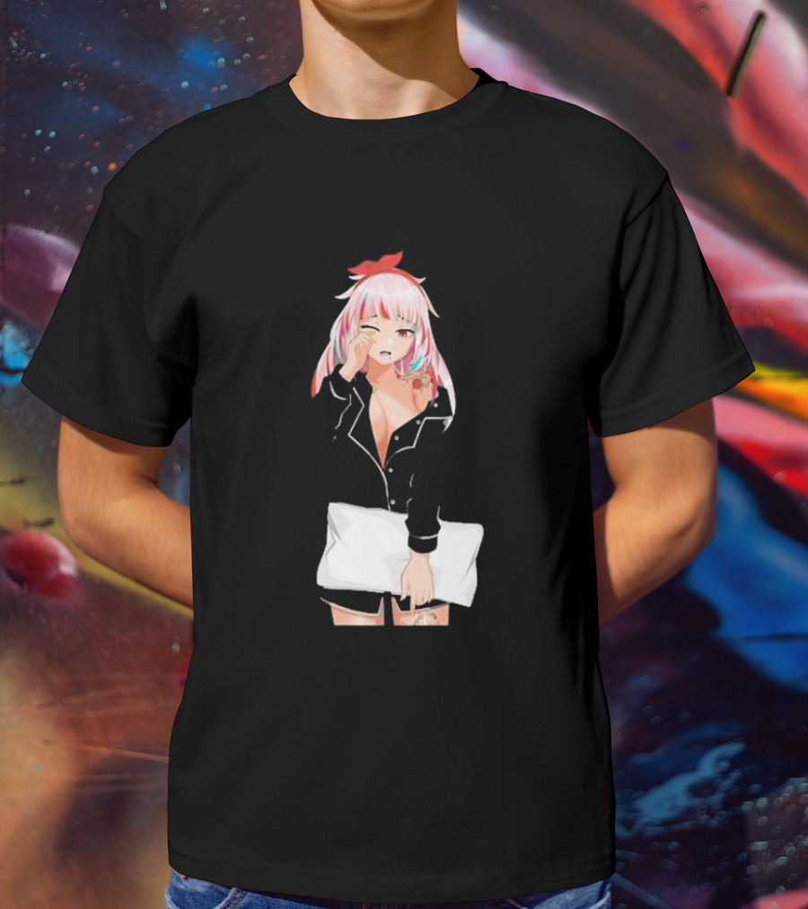 Fefe August Anime Character With Red Bow And Black T-Shirt