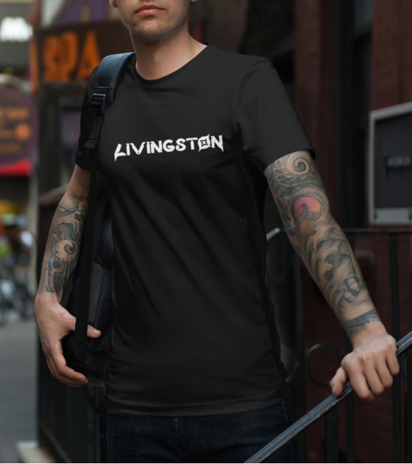 LIVINGSTON Stylish Bold Text Font White T-Shirt