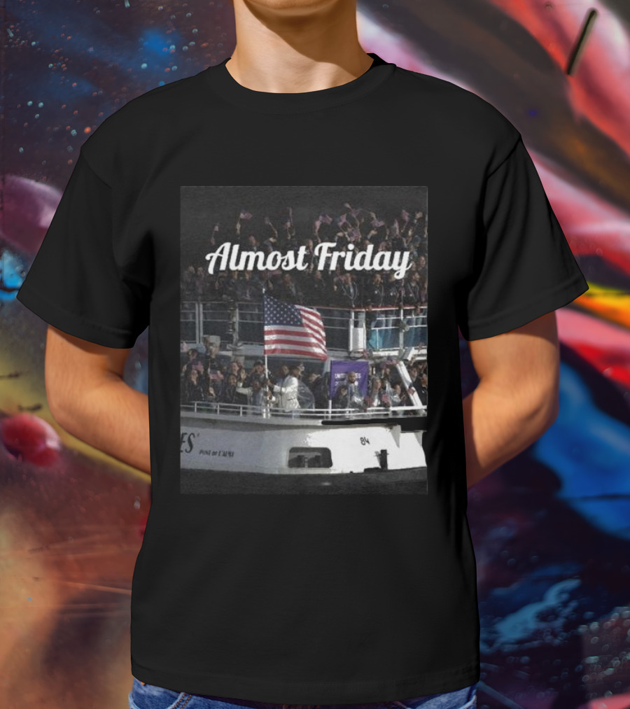 Almost Friday American Flag Celebration Boat Party T-Shirt