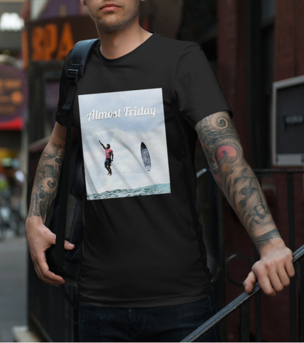 Almost Friday Surfer In The Sky With Ocean Waves T-Shirt
