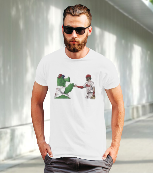 Best Friends The Phillies Phanatic And His Pookie Handshake Moment T-Shirt