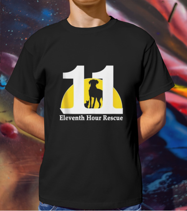 Eleventh Hour Rescue 11 Dog And Cat Silhouette In Yellow Circle T-Shirt