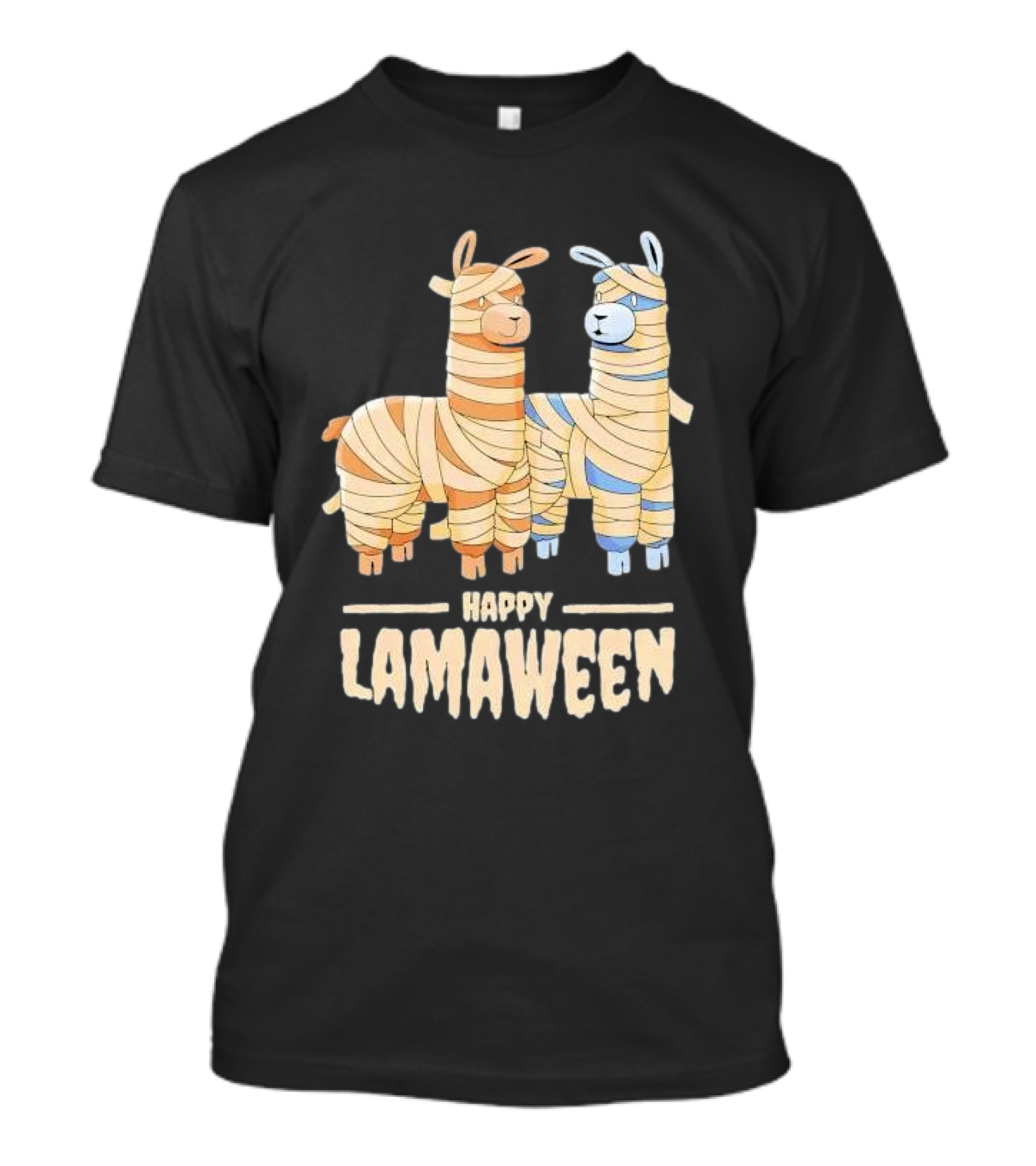 Happy Lamaween Funny Llama Halloween Mummies T-Shirt