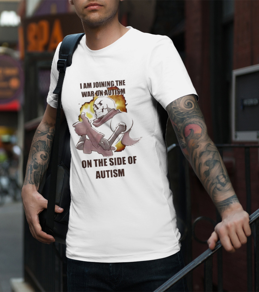 Joining The War On Autism On The Side Of Autism Thumbs Up Flame Background T-Shirt