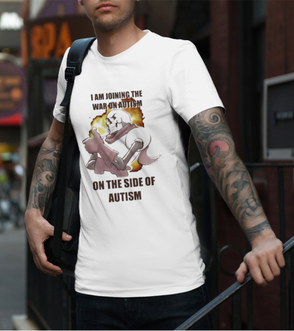 Joining The War On Autism On The Side Of Autism Thumbs Up Flame Background T-Shirt