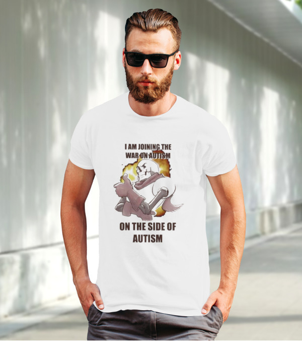 Joining The War On Autism On The Side Of Autism Thumbs Up Flame Background T-Shirt
