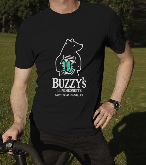 Buzzy’s Luncheonette Bear Holding Jar Salt Spring Island BC T-Shirt