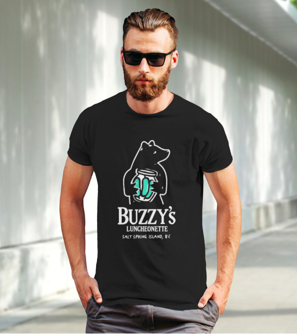 Buzzy’s Luncheonette Bear Holding Jar Salt Spring Island BC T-Shirt