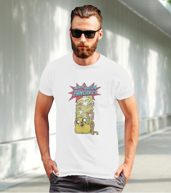 Adventure Time Jake Makin' Bacon Pancakes Stack T-Shirt