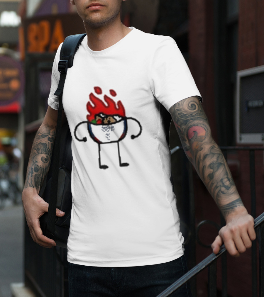 Paint Hot Curry Animated Flame Bowl With Stick Figure Arms Legs T-Shirt