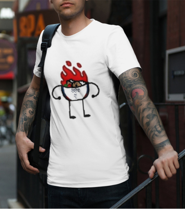 Paint Hot Curry Animated Flame Bowl With Stick Figure Arms Legs T-Shirt
