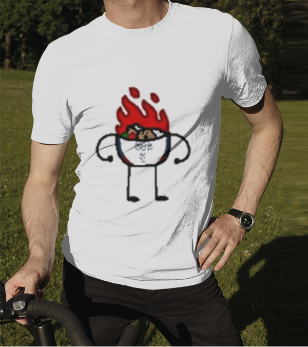 Paint Hot Curry Animated Flame Bowl With Stick Figure Arms Legs T-Shirt