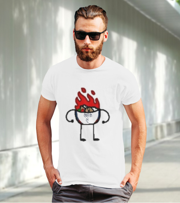 Paint Hot Curry Animated Flame Bowl With Stick Figure Arms Legs T-Shirt
