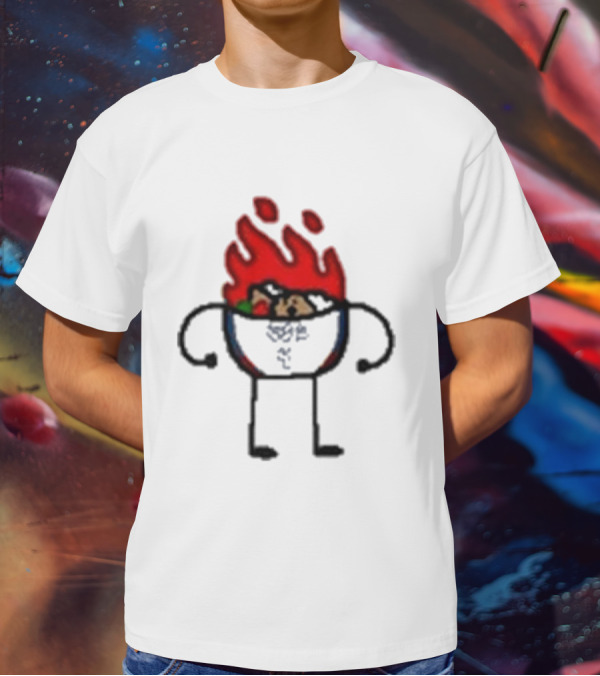 Paint Hot Curry Animated Flame Bowl With Stick Figure Arms Legs T-Shirt