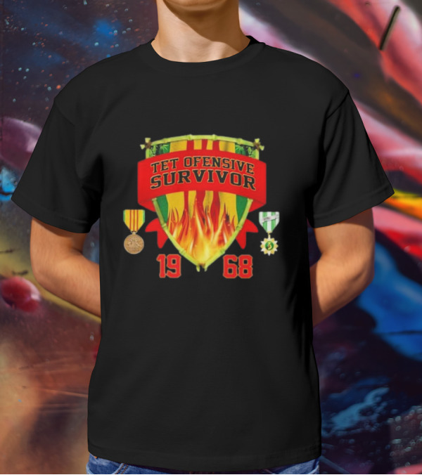 Tet Offensive Survivor 1968 Fire Shield Medals T-Shirt