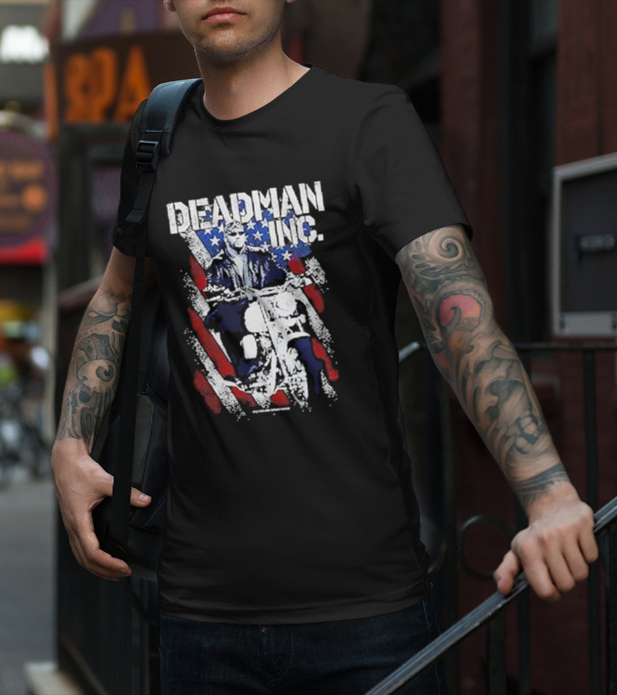 WWE Undertaker Deadman Inc American Flag Motorcycle Rider T-Shirt