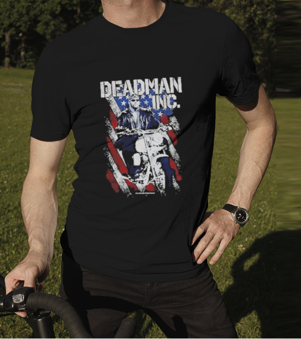 WWE Undertaker Deadman Inc American Flag Motorcycle Rider T-Shirt