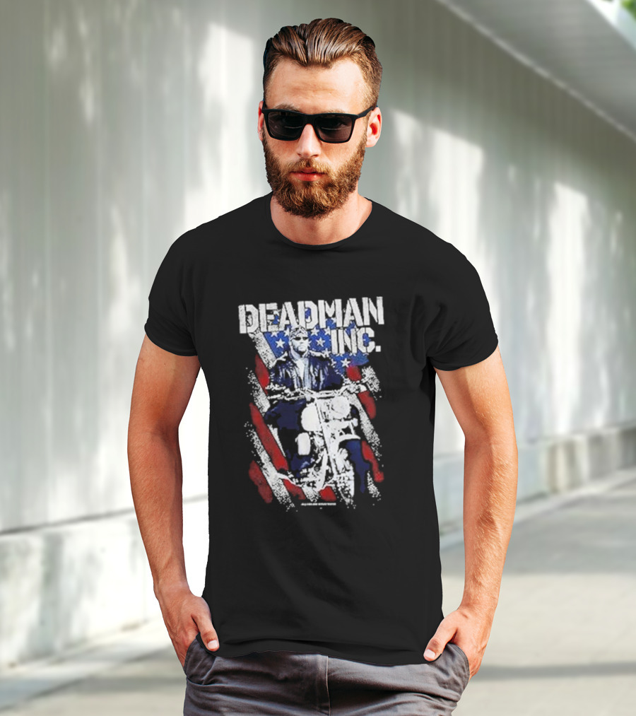 WWE Undertaker Deadman Inc American Flag Motorcycle Rider T-Shirt