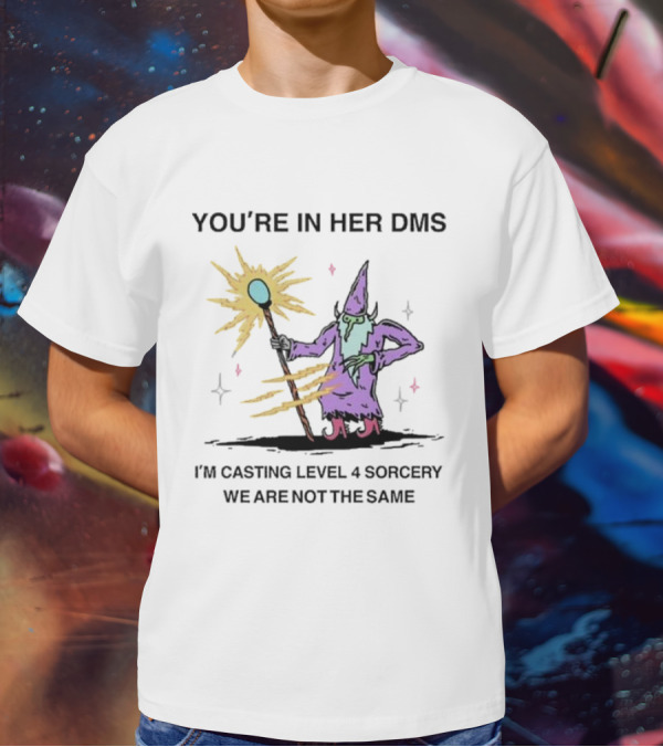 YOU’RE IN HER DMS I’M CASTING LEVEL 4 SORCERY WE ARE NOT THE SAME T-Shirt