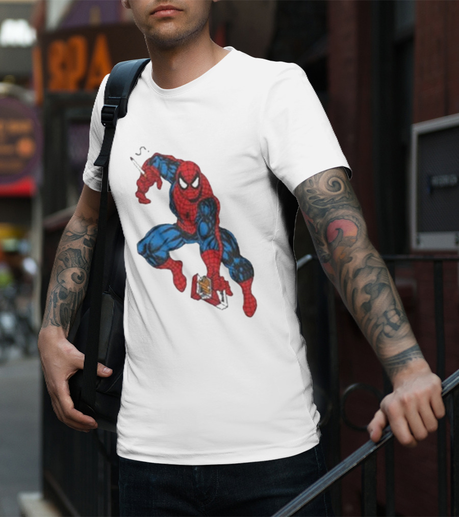 The Amazing Smokerman Comic Parody Smoking Jumping Hero T-Shirt