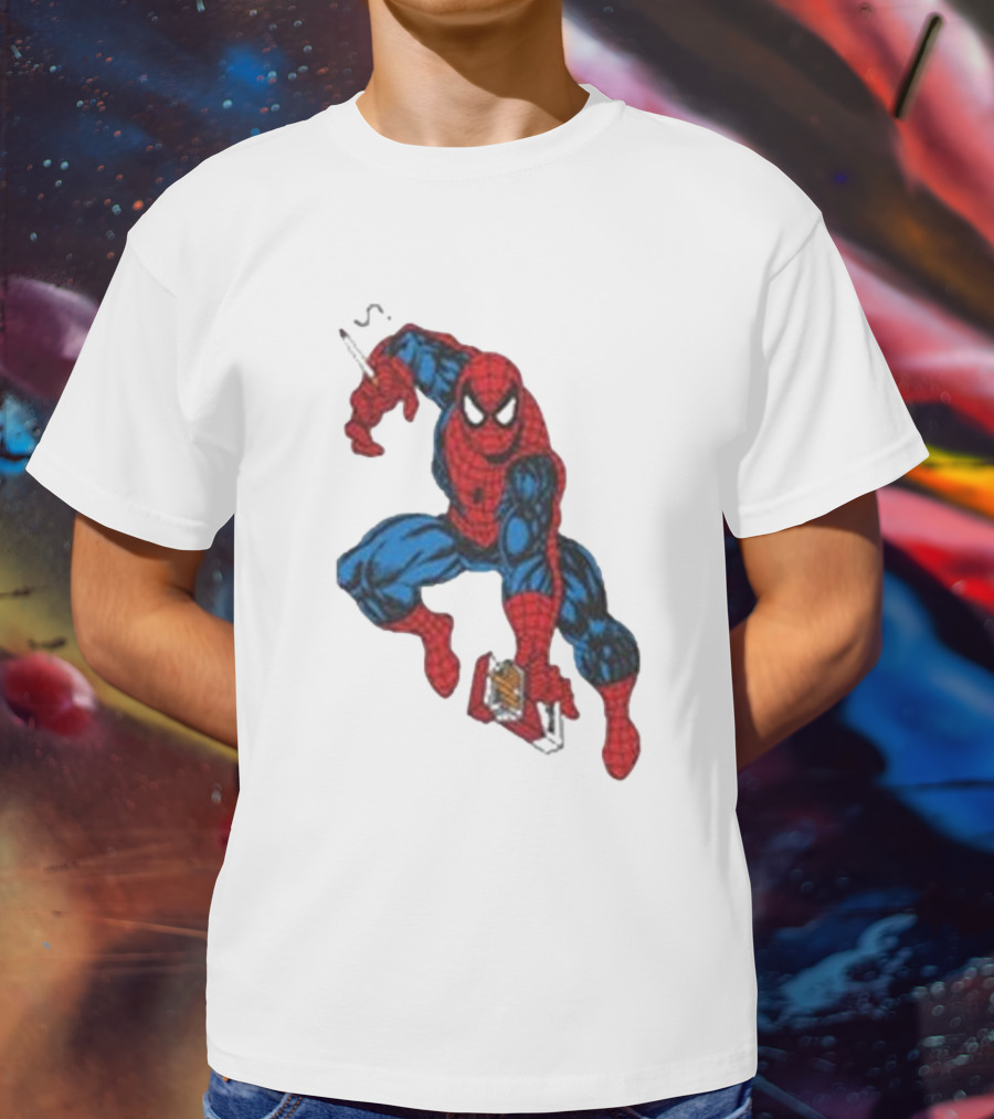 The Amazing Smokerman Comic Parody Smoking Jumping Hero T-Shirt