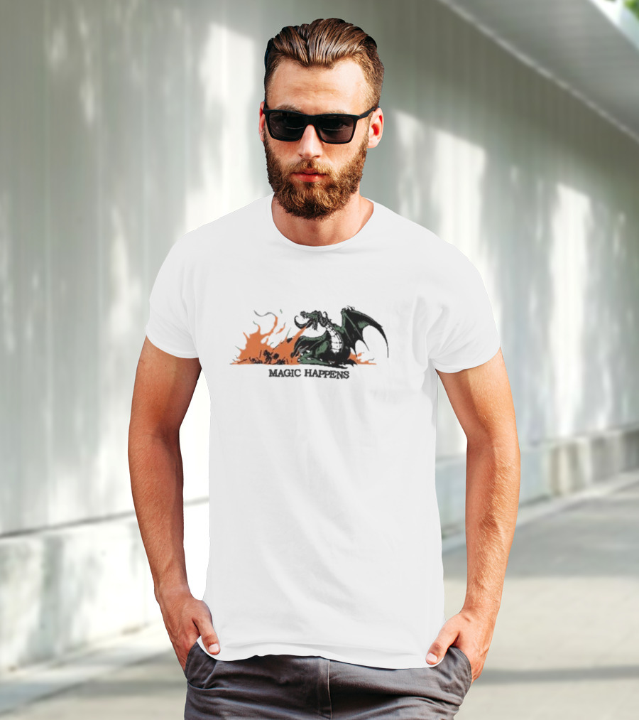 Magic Happens Dragon With Flames Art Of Baker T-Shirt