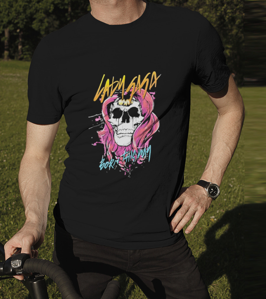 Lady Gaga Born This Way Skull Pink Hair T-Shirt