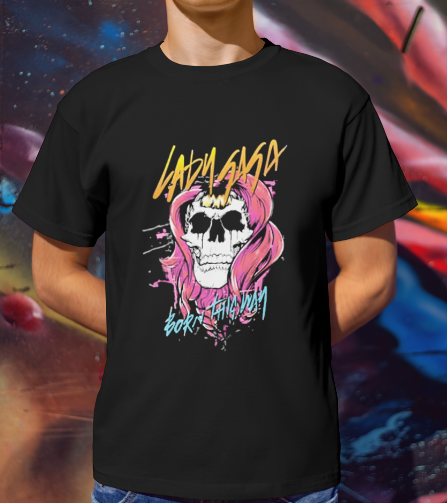 Lady Gaga Born This Way Skull Pink Hair T-Shirt