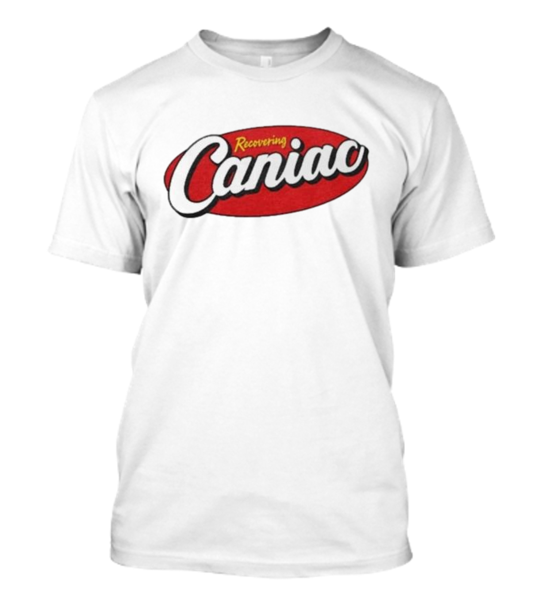 Middle Class Fancy Recovering Caniac Retro Style Bold Red Oval T-Shirt