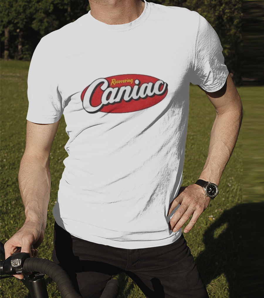 Middle Class Fancy Recovering Caniac Retro Style Bold Red Oval T-Shirt