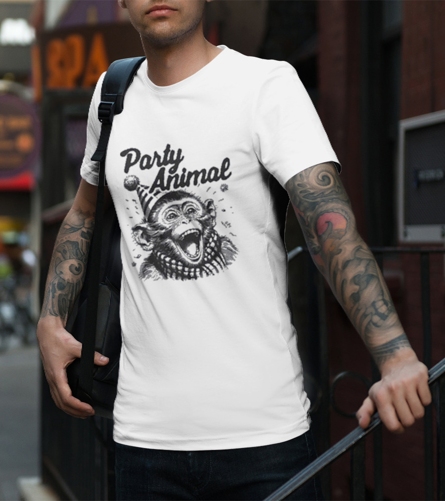 Party Animal Monkey Wearing Festive Hat T-Shirt