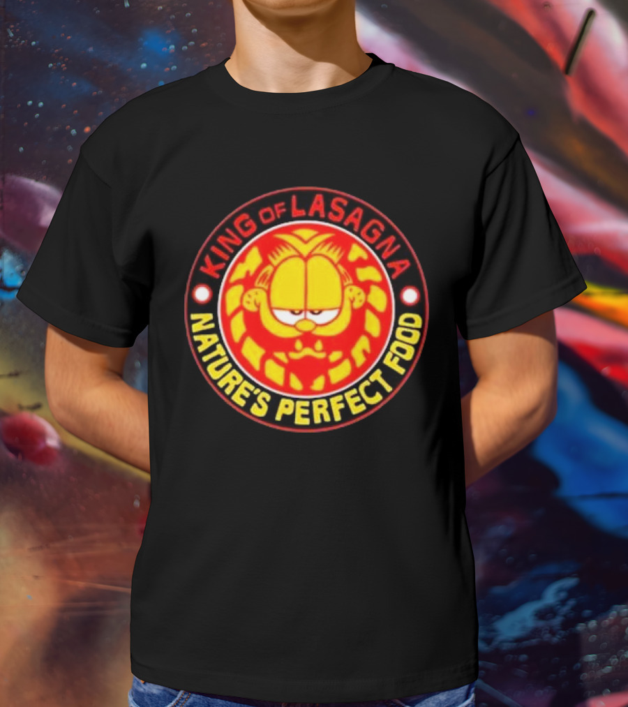 King Of Lasagna Nature's Perfect Food Garfield Emblem T-Shirt