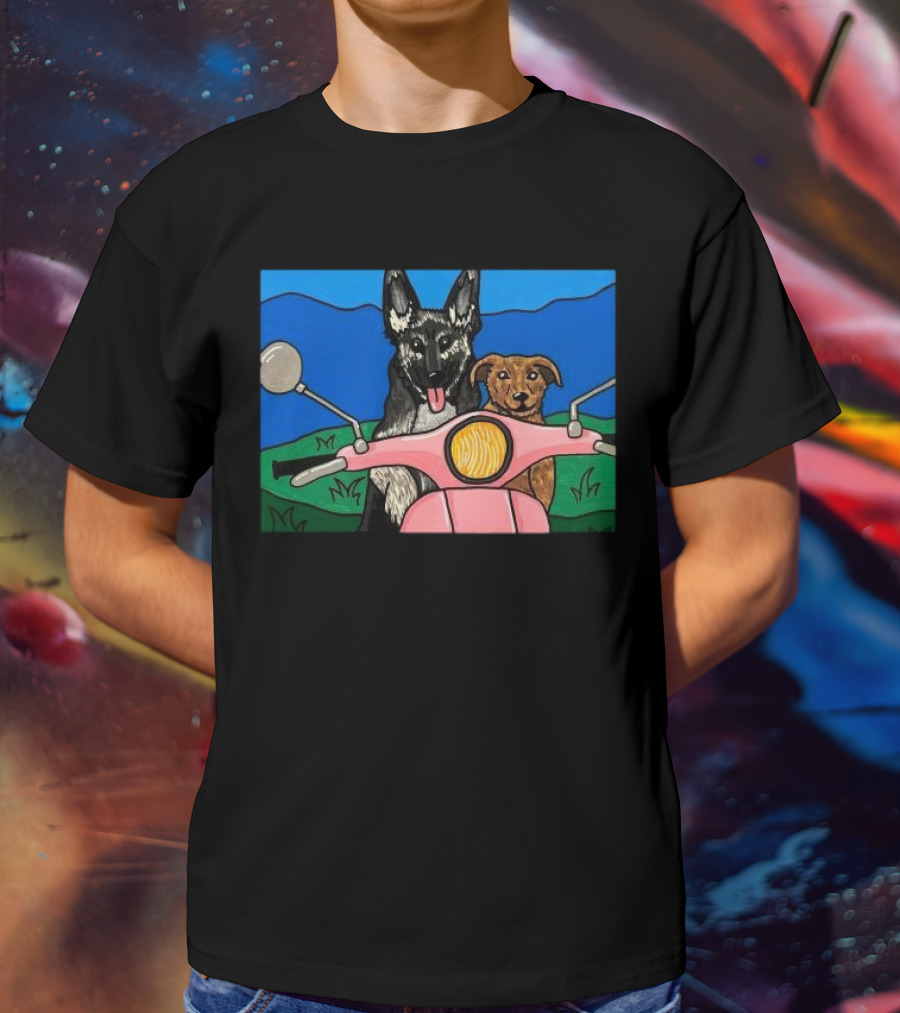 Pinkscooter Vespa Dogs Adventure T-Shirt