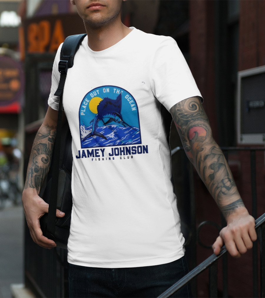 Place Out On The Ocean Jamey Johnson Fishing Club Marlin Jumping T-Shirt
