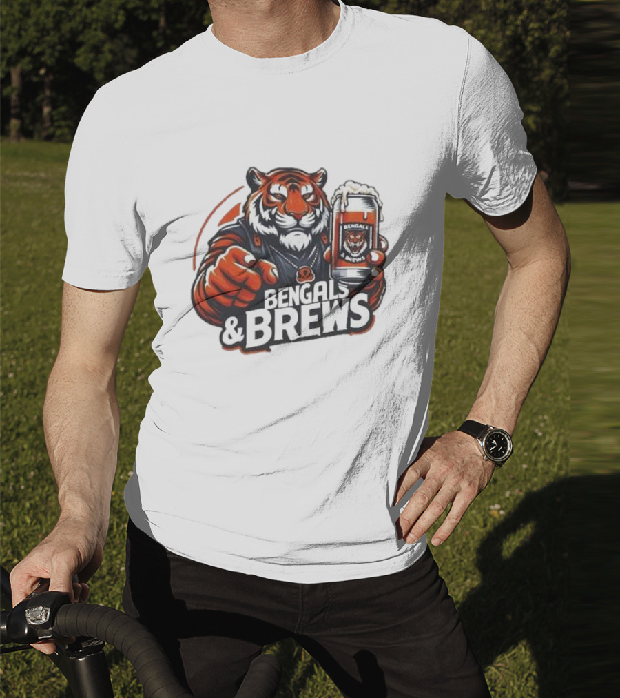 Bengals And Brews Tiger Beer Mug Football Fan T-Shirt