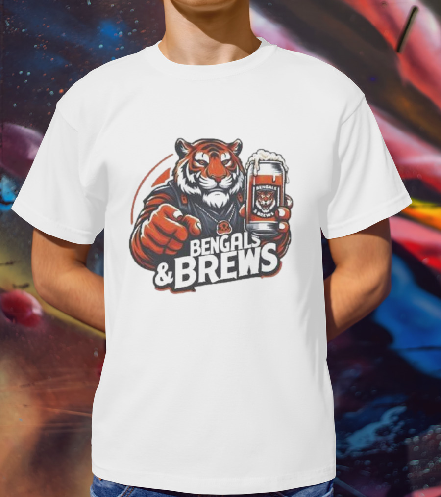 Bengals And Brews Tiger Beer Mug Football Fan T-Shirt