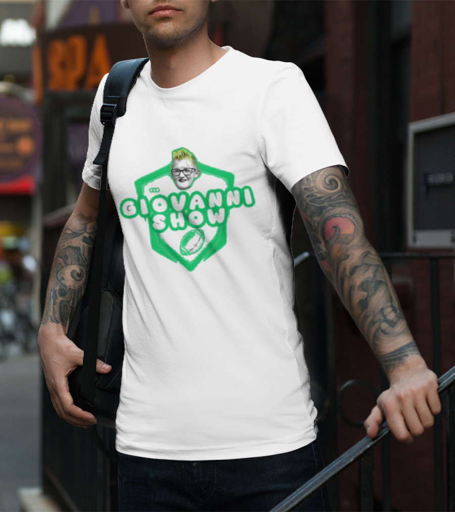 Support The Giovanni Show Football Badge T-Shirt
