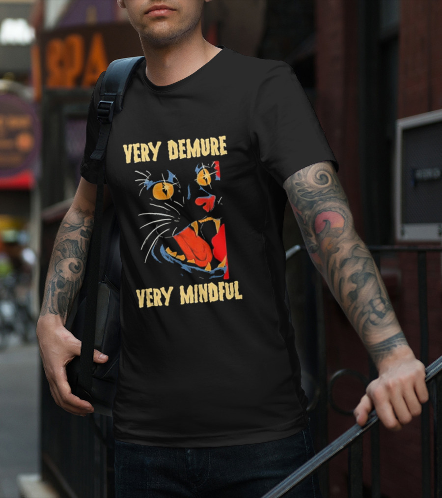 Very Demure Very Mindful Black Cat T-Shirt