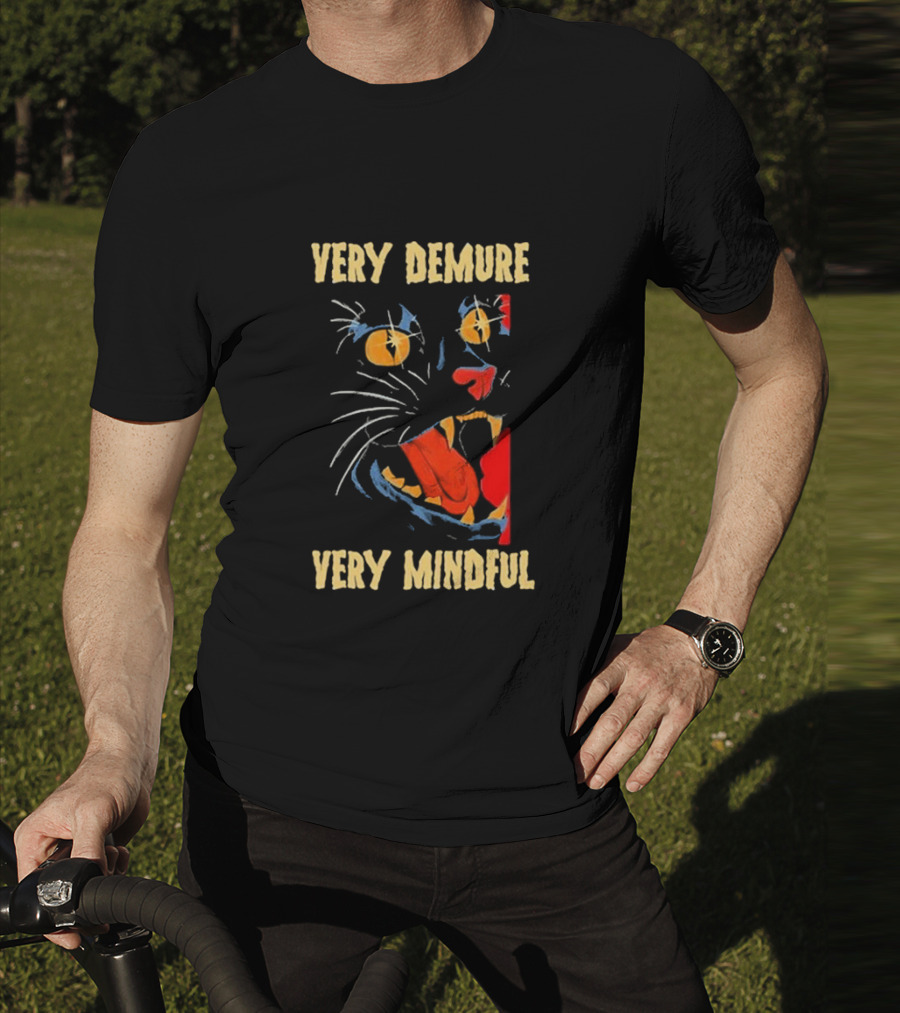 Very Demure Very Mindful Black Cat T-Shirt