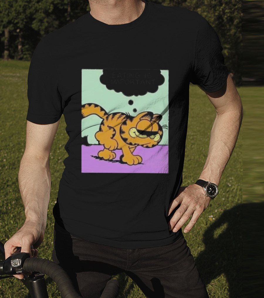 Garfield Eating Is Important Cartoon Character Comic Strip Image T-Shirt