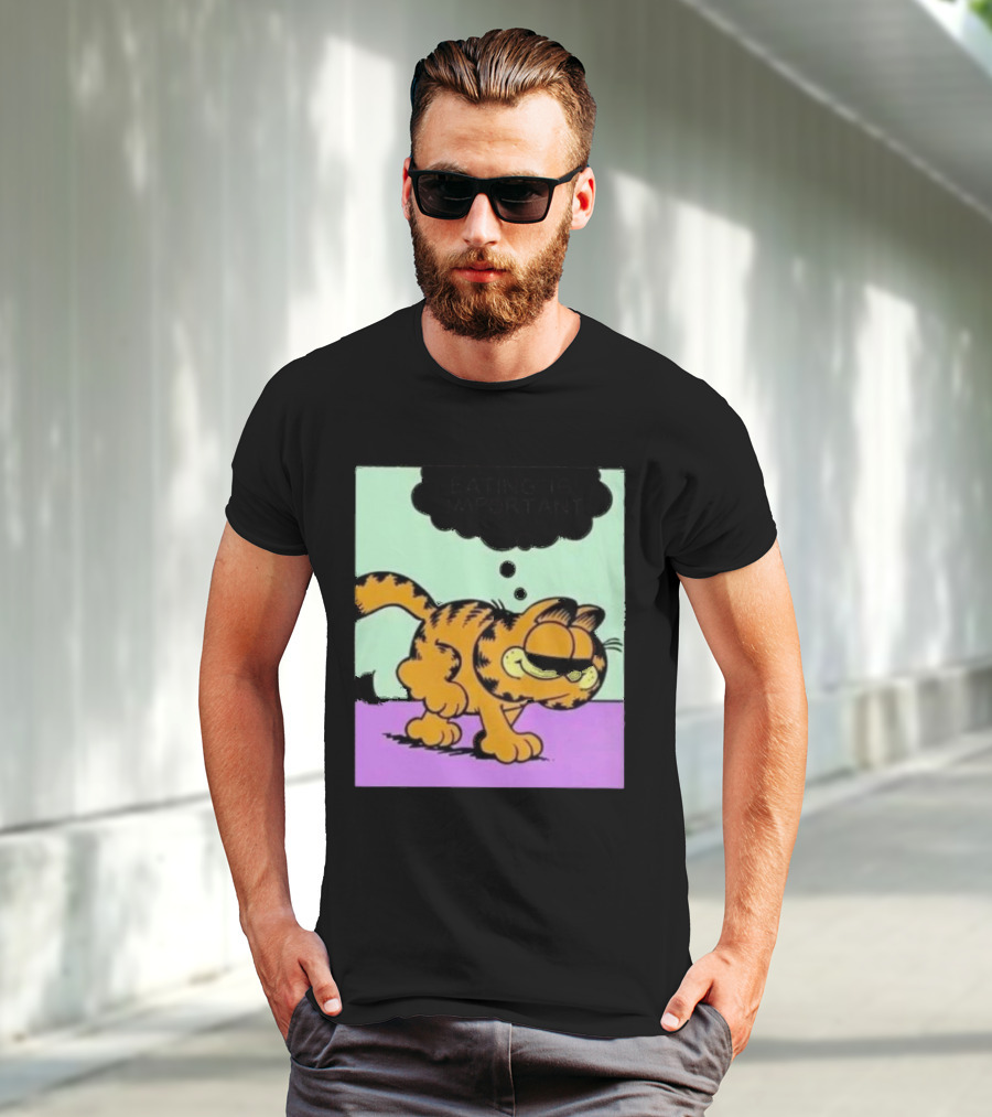 Garfield Eating Is Important Cartoon Character Comic Strip Image T-Shirt